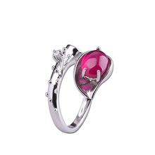 2019 Top Sale Gemstone Ring 925 Pure Silver Adjustable Rings For Women Elegant Carnelian&Zirconia Ring Fine Jewelry 2024 - buy cheap