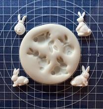 Herramientas para decoración de tartas, moldes de fondant en forma de conejo de pascua, de silicona, para cupcakes 2024 - compra barato