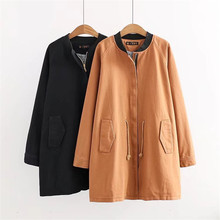 2019 Nova Primavera Outono Trench Coat Mulheres Causal Manga Comprida Médio Longo Feminino Blusão Casaco Feminino Outerwear XL-4XL M78 2024 - compre barato