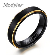 Modyle 2022 New Fashion Cool 5MM Black and Gold-Color Tungsten Wedding Ring for Men and Women Jewelry 2024 - buy cheap