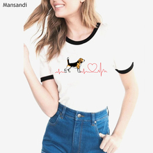 Funny Beagle love EKG T Shirt femme harajuku shirt graphic tees shirt women  Casual tshirt female tumblr clothes camiseta mujer 2024 - buy cheap