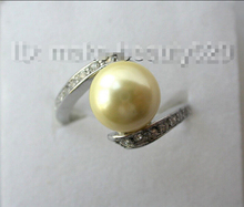 Free shipping >>>>>>stunning big 10mm round gold south sea shell pearl ring 8# s1766 2024 - buy cheap