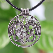 LANGHONG 1pcs Norse Vikings Amulet Pendant Necklace Viking Borre style double Dragon pendant Necklace Norway Talisman 2024 - buy cheap