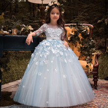 Платье принцессы с цветочным узором для девочек на свадьбу; Детские вечерние костюмы; Платье для первого причастия для девочек; Новогоднее платье; Размеры От 2 до 16 лет 2024 - купить недорого