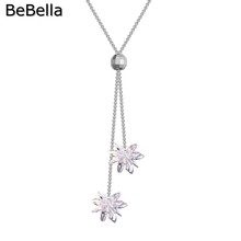 BeBella-Colgante de flor de las nieves doble, collar hecho con piedra de circonia cúbica para mujer y niña, joyería de cumpleaños, regalo de Navidad 2024 - compra barato