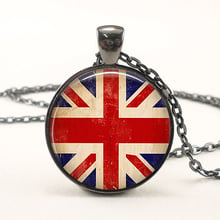 Pingente de bandeira union jack, colar vintage, joia masculina e feminina, bandeira britânica do reino unido, colar 25mm, cabochão de vidro, presente 2024 - compre barato