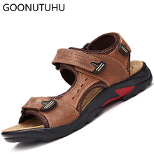 Men's sandals casual genuine leather male 2019 summer shoes man beach sandal big size breathable fashion outdoor sandals for men 2024 - buy cheap