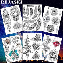 REJASKI Feather Lotus Geometric Temporary Tattoos Sticker Rose Flower Triangle Black Tatoos For Women Art Waist Custom Tattoo 2024 - buy cheap