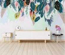 Custom wallpaper hand-painted fresh banana parrot palm living room TV background wall 3d wallpaper mural papier peint 2024 - buy cheap