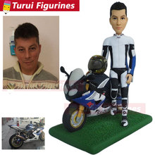 men with motorbike figurines personalized portrait custom bobblehead clay dolls 3D caricature figurines for motorcyclist 2024 - buy cheap