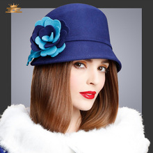 Sombrero de lana de 100% para mujer, gorro de lana con orejas de protección, con flores cálidas, flexible, para fiesta, B-7482, Otoño e Invierno 2024 - compra barato