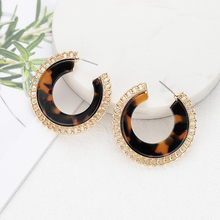 New Fashion Leopard Earrings Acrylic Resin Open Round Hoop Earrings For Women Gold Alloy Geometric Tortoiseshell Charms Jewelry 2024 - buy cheap