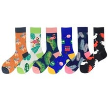 6pairs/lot Happy Socks Men 2020 New Arrived Brand Socks Funny Casual Cartoon Animals Skateboard Cotton Chaussettes Homme 2024 - buy cheap