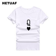 HETUAF-Camiseta Q LOVE para mujer, remera Hipster con gráfico Ulzzang en blanco y negro, camisetas para mujer, camiseta Harajuku para mujer 2018 2024 - compra barato