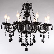 Lámpara de araña LED E14 de cristal negro para sala de estar, candelabro moderno de Lustre, 6 brazos, 8 cabezas, 10 + 5 / 12 + 6 bombillas 2024 - compra barato