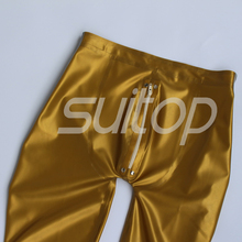 Suitop-mallas de goma de látex para hombre y mujer, leggings con cremallera frontal, 0,45mm, metalizados, dorados y plateados 2024 - compra barato