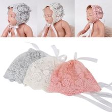 Yundfly, gorra de algodón para recién nacido, gorra de Primavera Verano, accesorios de fotografía para niños, gorros de Turbante de flores de encaje para niños 2024 - compra barato