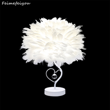 Feimefeiyou Newest Style Best Valentine's Day Gift For Lover Heart Shape Feather Crystal lampada led Table Lamp 3 styles switch 2024 - buy cheap