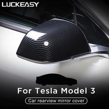 LUCKEASY-cubierta de espejo retrovisor de coche, para Tesla modelo 3 2017-2021, cubierta de espejo retrovisor de coche ABS 2 unids/set Modelo 3 2021 2024 - compra barato