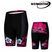 Weimostar-shorts acolchoado 5d para ciclismo feminino, opção de calção, à prova de choque, cor preta, para bicicleta, mtb 2024 - compre barato