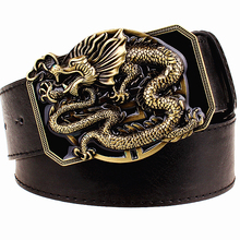 Fashion men's belt flying dragon belt metal buckle belts golden dragon totem heavy metal style belt punk rock performance girdle 2024 - buy cheap