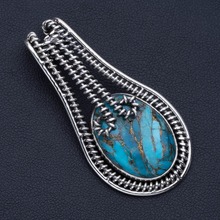 Natural  Turquoise Punk Style 925 Sterling Silver Pendant 2" P0884 2024 - buy cheap