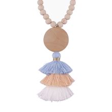 Colar de borla de madeira 2018 novo na moda monograma em branco boêmio hula borla pingente longo colar para jóias femininas 2024 - compre barato