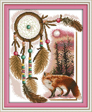 Набор для вышивки крестиком Totem Fox из хлопка и холста с изображением животных, 100% точная вышивка, ручная работа, игла «сделай сам», настенный Декор для дома 2024 - купить недорого