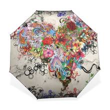 3 Folding Parasol Sun Protection Anti-UV Women Rain Umbrellas Floral Heart Art Pattern Windproof Compact Ultra Travel Umbrella 2024 - buy cheap