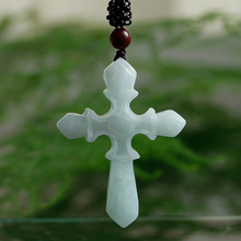 Burma Jade Cross Pendant Necklace Jade Stone Lucky Amulet Cross Necklace Jadeite Jewelry With Chain For Men Women Gifts 2024 - buy cheap