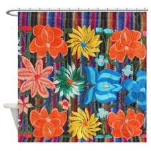 Cortina de ducha de tela decorativa con bordado de flor mexicana 2024 - compra barato