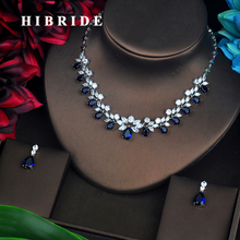 HIBRIDE Blue Rhinestone Wedding Jewelry Sets For Women Pendant Set Dress Accessories Necklace Set Engagement Jewelry N-583 2024 - buy cheap