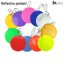6.5CM Round Reflective Keychains Charm Bag Pendant Accessories Customized LOGO Reflective Keyrings For Road Safety Use 11 color 2024 - buy cheap