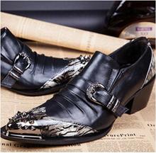 New Fashion Geather Leather Leopard Print Men Dress Shoes Punk Style Rivet Oxfords Shoes Formal Breathable Elevator Shoes Men 2024 - buy cheap