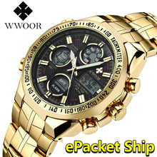 Relogio Masculino WWOOR Watch Men 2022Top Brand Luxury LED Big Dial Men's Gold Wrist Watches Waterproof Golden Watch For Men 2024 - buy cheap