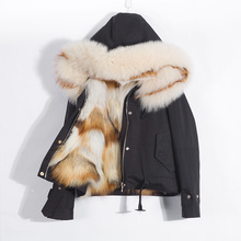 Casaco de inverno feminino, jaqueta de raposa real com gola e capuz, parka, branca, preta, natural, forro de pele de raposa, grosso, quente, streetwear 2020 2024 - compre barato
