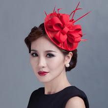 2016 Sinamay Fascinator Hair Clip Vintage Wedding Hair Accessories Women Flower Feather Headwear Party Headdress Top Hat Hairpin 2024 - buy cheap