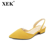XEK New women sandals slingback sandals shoes for women pointy shallow suede sandals 2018 summer buckle slip on flat shoes WFQ54 2024 - buy cheap