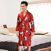 Короткая ночная рубашка, халат, китайская мужская атласная Домашняя одежда, пикантная ночная рубашка с принтом, домашняя одежда, летний халат, кимоно, Халат 2023 - купить недорого