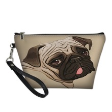 Kawaii Cute Pug Art Painting Women Travel Cosmetic Bag Makeup Bag Handbag Female Zipper Purse Small Cosmetics Beauty Organizer 2024 - buy cheap