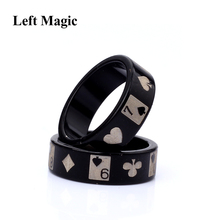 1 Pcs Wizard PK Card Pattern Ring Magic Tricks 18mm/19mm/20mm/21mm Black Rings Close Up Magic Prop Smentalism/Stage/Comedy B1052 2024 - buy cheap
