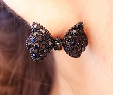 1 Pair Lovely Rhinestones Inlaid Crystal Bowknot Shaped Ear Stud Charming Jewelry  Color Black 2024 - buy cheap