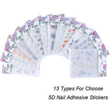 5D Engraved Flower Nail Art Stickers Decals Blooming Flower Leaf Sliders Self Adhesive Manicure Decoration Nail Art Tips SA1019 2024 - buy cheap