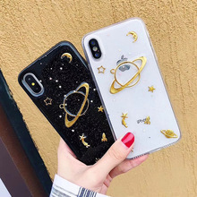 Luxury Gold Foil Stars Planet Phone Cases For iPhone 11 12 Pro Max XS Max XR X 7 8 6S 6 Plus Soft Bling Glitter Universe Cover 2024 - buy cheap