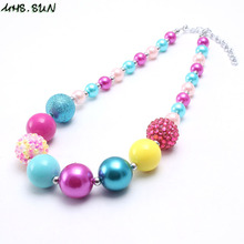 MHS.SUN Fashion Style Colorful Kids Girls Chunky Beads Necklace Baby Girls Bubblegum Beads Necklace Charm Chunky Jewelry Gifts 2024 - buy cheap