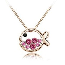 Fashion New 2014 Cute Fish Crystal Pendants & Necklaces Silver Gift Fashion Jewelry For Women available in 10 colors 2024 - buy cheap