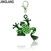 JINGLANG Brand New Fashion Lobster Clasp Charms Pendants 2 Color Rhinestone Frog Charms DIY Jewelry Making Accessories 2024 - buy cheap