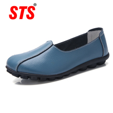 2019 Spring Women Flats Loafers Fashion Soft Comfortable Quality Leather Flat Shoes Female Slip On Casual Shoes Loafer Plus size 2024 - buy cheap