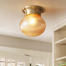 Estilo americano abacaxi corredor lâmpada do teto criativo retro cobre cozinha quarto entrada led luminárias frete grátis 2024 - compre barato