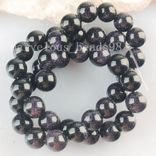 Free Shipping Beautiful Jewelry  8mm Blue Goldstone Round  Women Men Spacers Loose Beads 15.5"  G6255 2024 - buy cheap